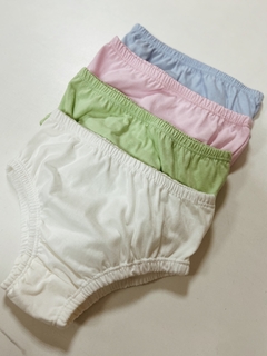 Pronta entrega - Kit 4 calcinhas kids liso basics Aqua, rosa claro, verde fabula, off - You Boy Kids
