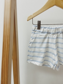 Pronta entrega - shorts bolso lateral listrado Aqua