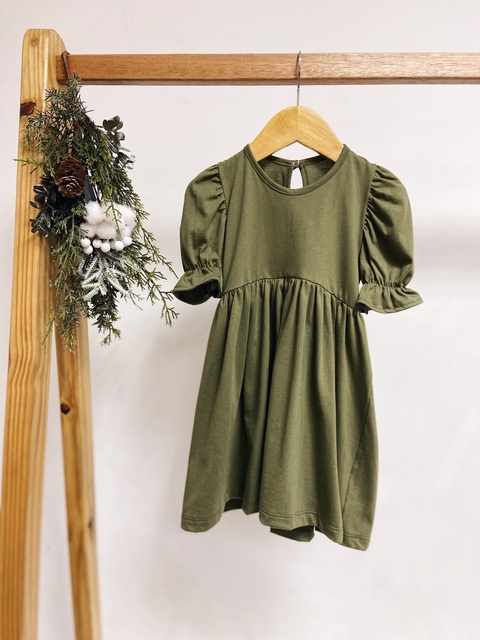 Pronta entrega - Vestido Mullet kids manga princesa verde cactus