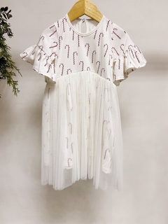 Pronta entrega - Vestido Mullet manga curta com babado saia tule bengalinhas marsala botão pérola - comprar online