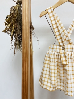 Pronta entrega - Salopete alça xadrez mostarda - You Boy Kids