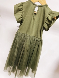 Pronta entrega - Vestido Mullet kids manga babado saia tule verde cactus - loja online