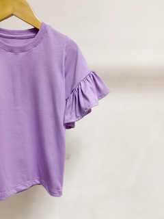 Pronta entrega - Blusa Kids manga curta com babado lilac