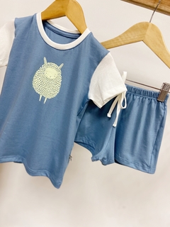 Pronta Entrega - Pijaminha curto denim brilha no escuro - loja online