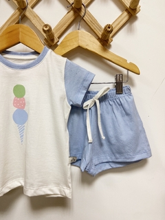 Pronta entrega - Pijaminha curto sorvete + shorts liso Aqua na internet