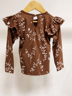 Pronta entrega - blusa manga longa babado botão pérola costas arabesco - loja online