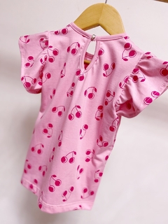 Pronta entrega - Blusa babado cherry detalhe botao perola - loja online