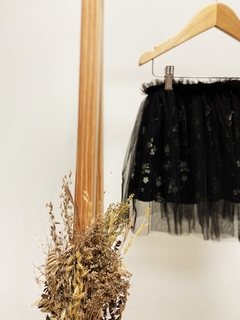 Pronta entrega - Saia tule kids preto estampada floral liberty na internet