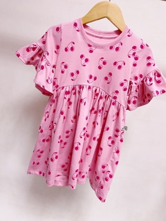 Pronta entrega - Vestido Mullet manga curta com babado cherry