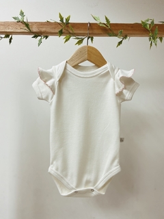 Pronta entrega - Body manga curta off babado bordado picueta rosa claro - comprar online