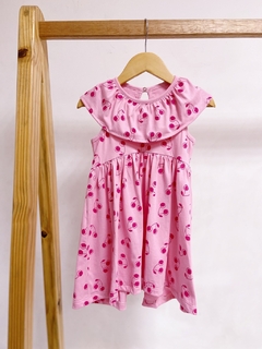 Pronta entrega - Vestido Mullet gola babado cherry detalhe botao perola - comprar online