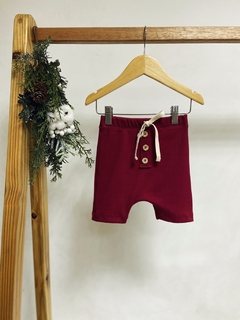 Pronta entrega - Bermuda Saruel botões kids canelado marsala