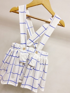 Pronta entrega - Salopete alça kids blue grid - comprar online