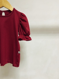 Pronta entrega - Blusa Kids manga princesa botão pérola marsala na internet