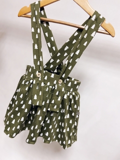 Pronta entrega - Salopete alça kids verde cactus pinheirinhos off - loja online