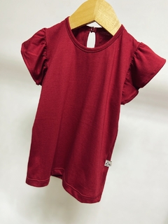 Imagem do Pronta entrega - Blusa babado botão pérola Marsala