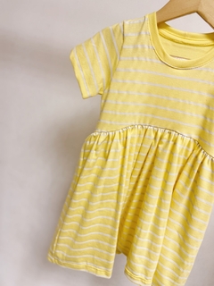 Pronta entrega - Vestido Mullet manga curta yellow Stripes