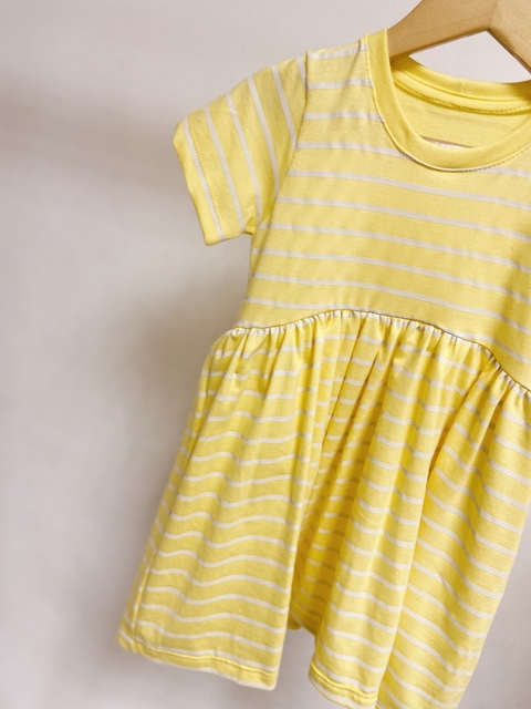 Pronta entrega - Vestido Mullet manga curta yellow Stripes