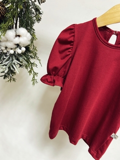 Pronta entrega - Blusa Kids manga princesa botão pérola marsala na internet