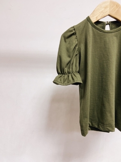 Pronta entrega - Blusa Kids manga princesa botão pérola verde cactus - comprar online