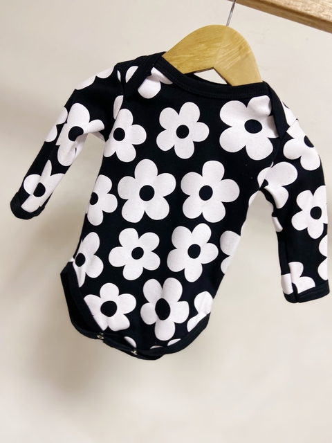 Pronta entrega - Body manga longa flowers