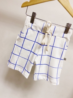 Pronta entrega - Bermuda Jogger kids Estampa blue grid
