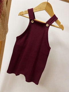 Pronta entrega - Jardineira baby canelado vinho - comprar online