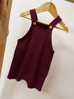 Pronta entrega - Jardineira Kids canelado Vinho - comprar online