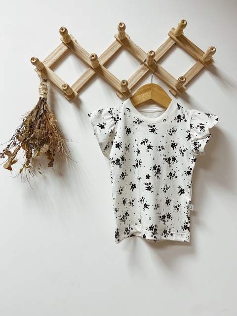 Pronta entrega - Blusa Kids manga babado off floral