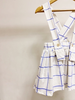 Pronta entrega - Salopete alça kids blue grid - loja online