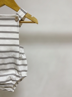 Pronta entrega - Romper baby com botões listra cinza pedra - You Boy Kids