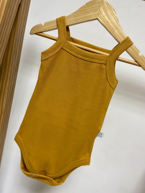 Pronta entrega - Body regata canelado mostarda