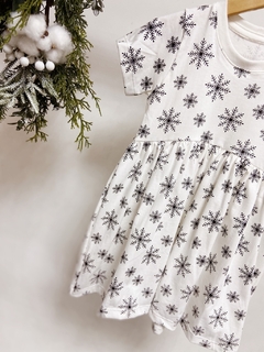 Pronta entrega - Vestido Mullet manga curta off flocos de neve preto - You Boy Kids