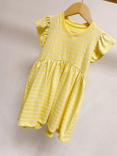 Imagem do Pronta entrega - Vestido kids Mullet estampado manga babado yellow Stripes
