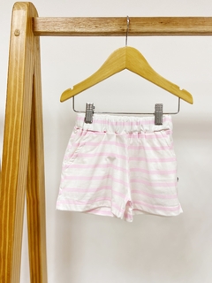 Pronta entrega - shorts bolso lateral listrado rosa - loja online
