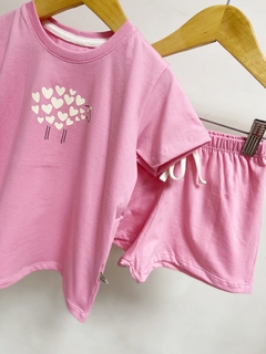 Pronta Entrega - Pijaminha curto tutti-frutti ovelhinha corações brilha no escuro - loja online