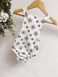 Pronta entrega - Romper baby off com botões flocos de neve em preto - comprar online