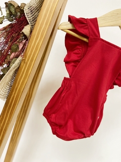 Pronta entrega - Romper baby babado liso vermelho na internet