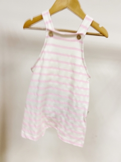 Pronta entrega - jardineira baby listrada rosa claro - comprar online