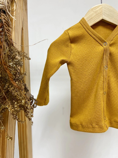 Pronta entrega - CARDIGAN kids CANELADO mostarda