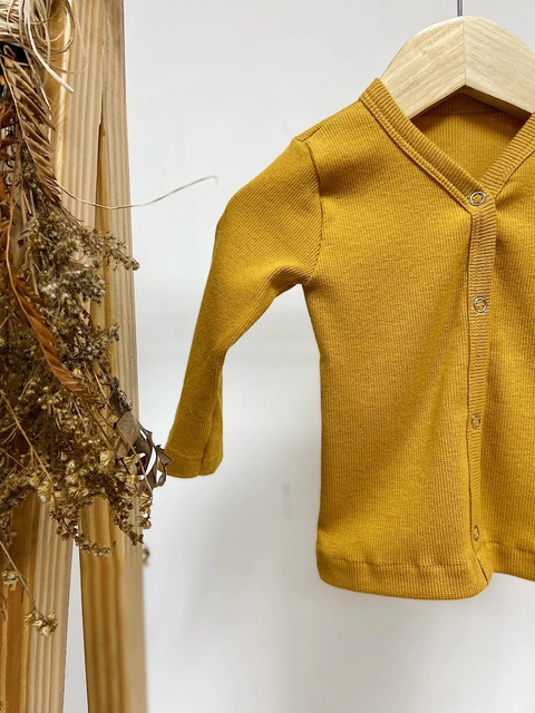 Pronta entrega - CARDIGAN kids CANELADO mostarda