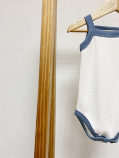 Pronta entrega - Body regata canelado retrô azul vintage - You Boy Kids