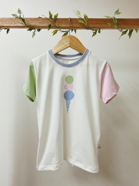 Pronta entrega - Camiseta divertida SORVETE three colors gola Aqua