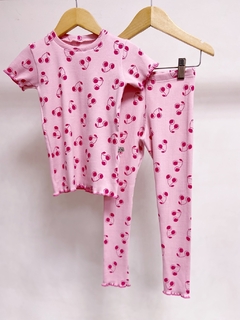 Pronta entrega - conjunto blusa fru-fru + Legging frufru kids canelado cherry