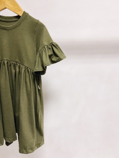 Pronta entrega- Vestido Mullet manga curta babado verde cactus na internet