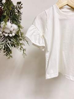 Pronta entrega - Blusa Kids manga curta com babado off