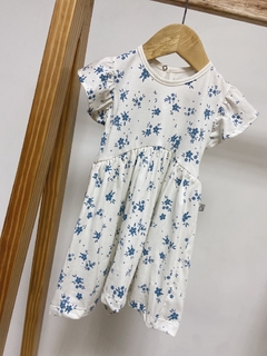 Pronta entrega - Vestido kids Mullet estampado manga babado floral azul vintage - comprar online