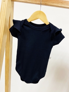 PRONTA ENTREGA - Body manga curta com babado liso basics Preto na internet