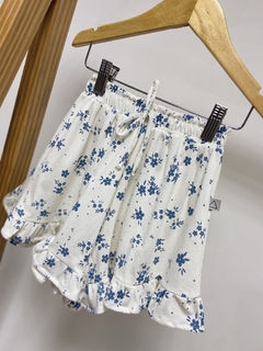 Pronta entrega - shorts babado floral azul vintage - comprar online