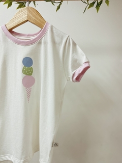 Pronta entrega - Camiseta manga curta off SORVETE three colors detalhe punho manga rosa claro - comprar online